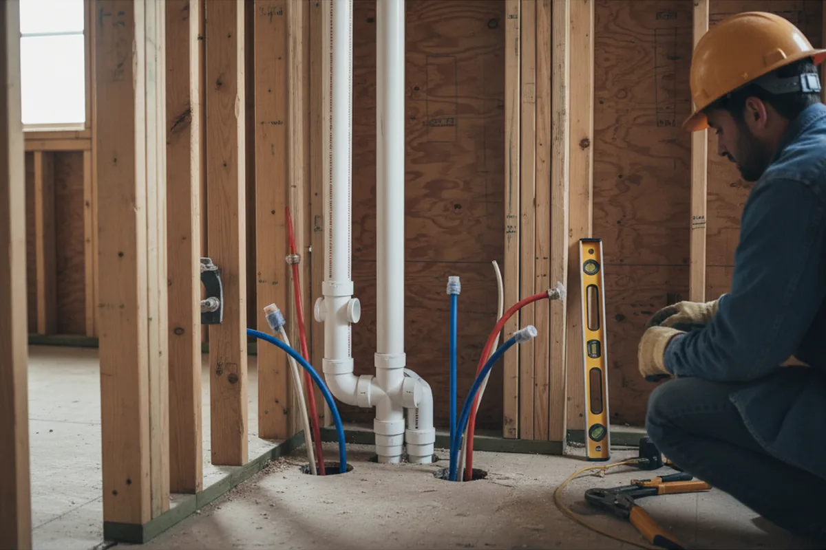 Drain and supply rough-in during Leak Detection in Edwards